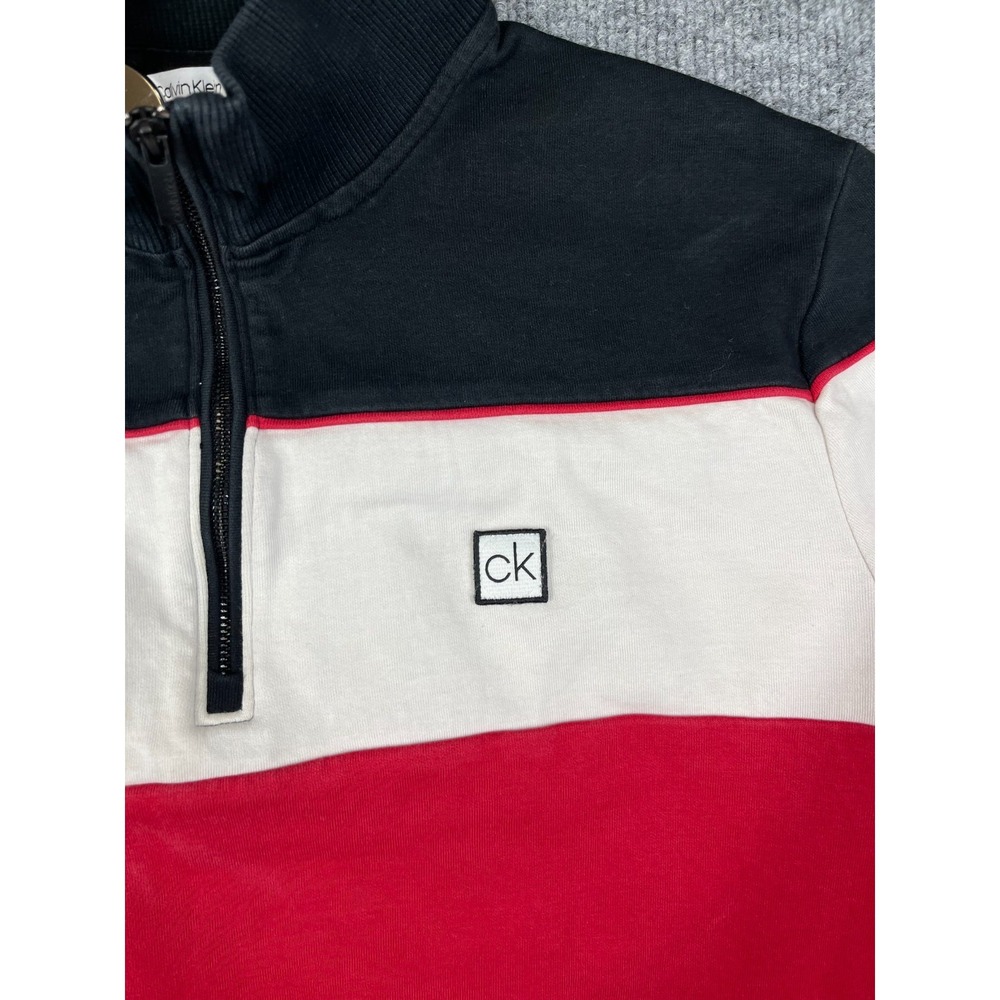 Calvin Klein Sweatshirt Mens Medium Multicolor Cotton Colorblock Quarter Zip - Picture 7 of 13